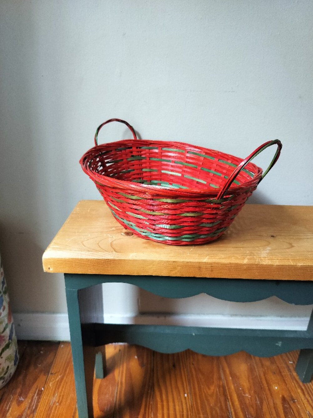 Vintage Red & Green Holiday Basket